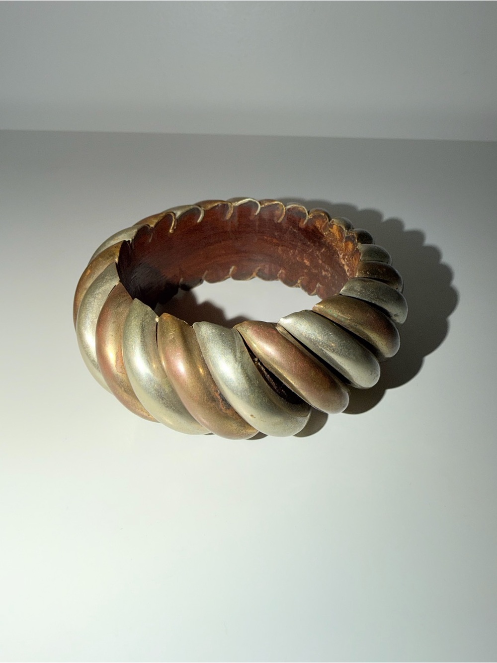 Vintage Twisted Metals Chunky Bangle Bracelet in Mixed Metallic Tones
